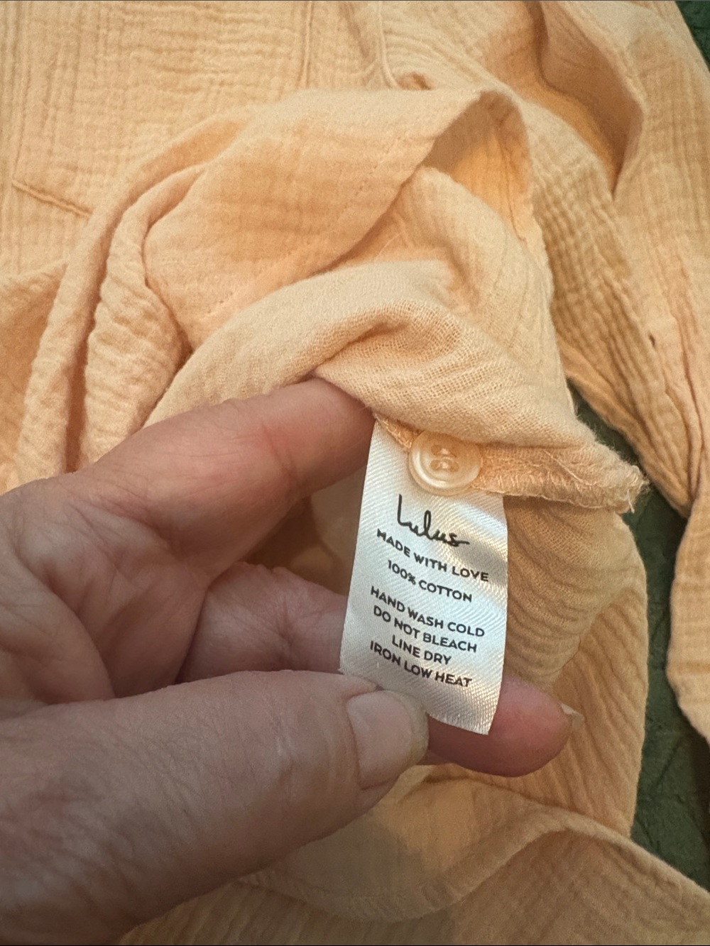 Lulus Easy To See Peach Oversized Button Up Top Crinkly Cotton Small - Picture 5 of 7